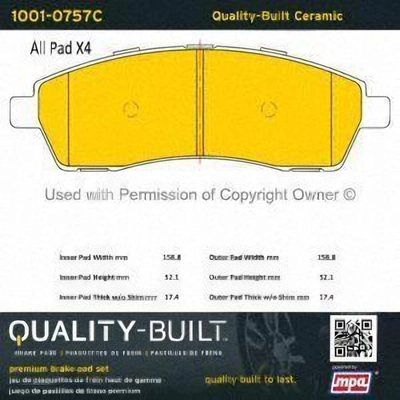 Rear Ceramic Pads by QUALITY-BUILT - 1001-0757C pa1