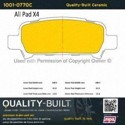 Rear Ceramic Pads by QUALITY-BUILT - 1001-0770C pa1