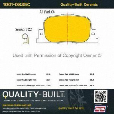 Rear Ceramic Pads by QUALITY-BUILT - 1001-0835C pa2