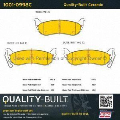 Rear Ceramic Pads by QUALITY-BUILT - 1001-0998C pa1