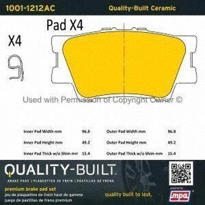 Rear Ceramic Pads by QUALITY-BUILT - 1001-1212AC pa2
