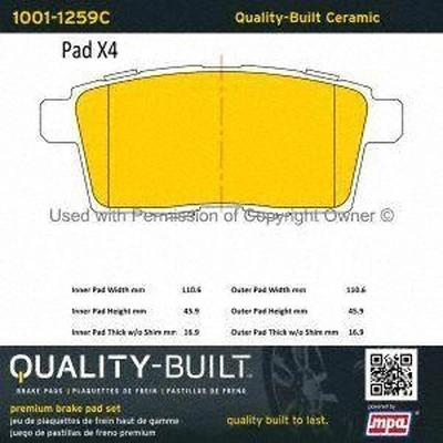 Rear Ceramic Pads by QUALITY-BUILT - 1001-1259C pa2