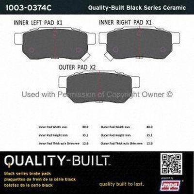 Rear Ceramic Pads by QUALITY-BUILT - 1003-0374C pa1