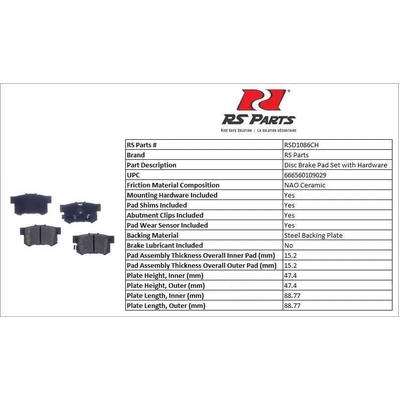 RS PARTS - RSD1086CH - Rear Ceramic Pads pa3