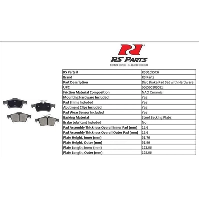 RS PARTS - RSD1095CH - Rear Ceramic Pads pa4