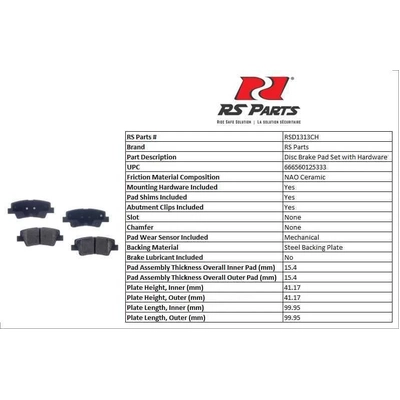 RS PARTS - RSD1313CH - Rear Ceramic Pads pa3