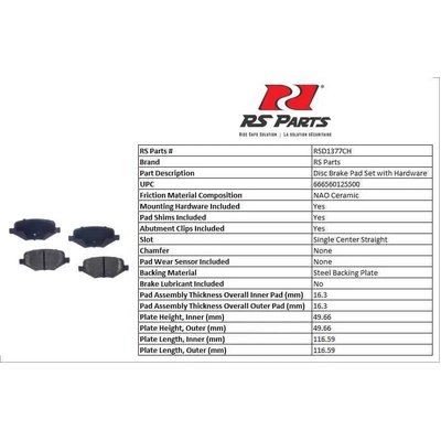 RS PARTS - RSD1377CH - Rear Ceramic Pads pa3