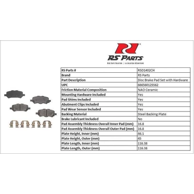 RS PARTS - RSD1402CH - Rear Ceramic Pads pa3