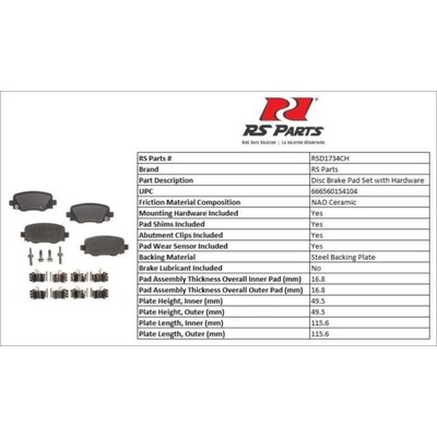 RS PARTS - RSD1734CH - Rear Ceramic Pads pa3