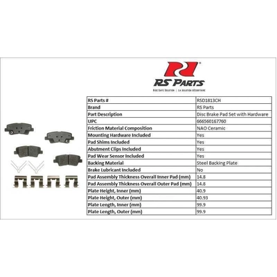 RS PARTS - RSD1813CH - Rear Ceramic Pads pa3