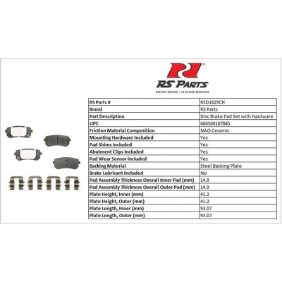 RS PARTS - RSD1829CH - Rear Ceramic Pads pa3