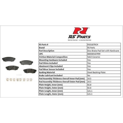 Rear Ceramic Pads by RS PARTS - RSD1879CH pa2