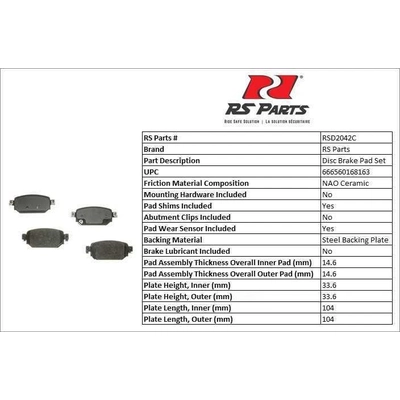 RS PARTS - RSD2042C - Rear Ceramic Pads pa2