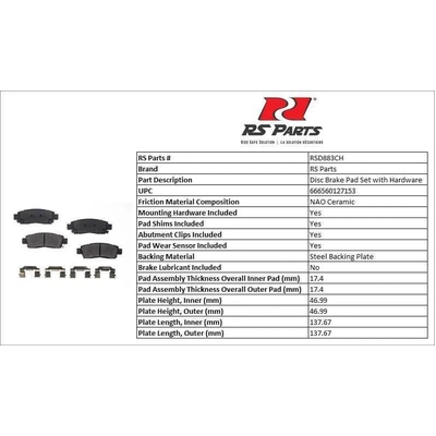 RS PARTS - RSD883CH - Rear Ceramic Pads pa3