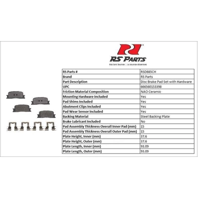 RS PARTS - RSD885CH - Rear Ceramic Pads pa3
