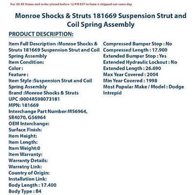 Rear Complete Strut Assembly by MONROE - 181669 pa4