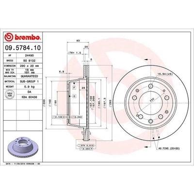 Rear Disc Brake Rotor by BREMBO - 09.5784.10 (1 Qty) pa8