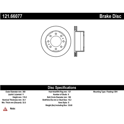Rear Disc Brake Rotor by CENTRIC PARTS - 121.66077 pa1