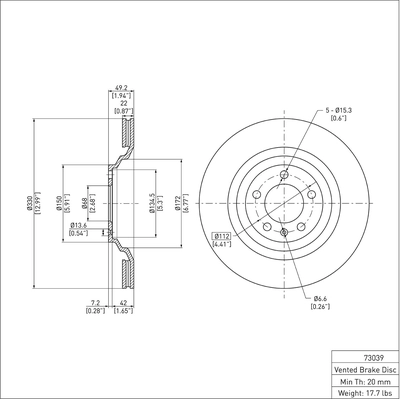 DYNAMIC FRICTION COMPANY - 600-73039 - Rear Disc Brake Rotor pa3