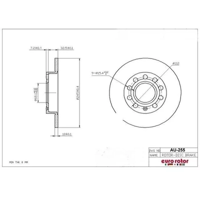 EUROROTOR - AU255 - Rear Disc Brake Rotor pa1