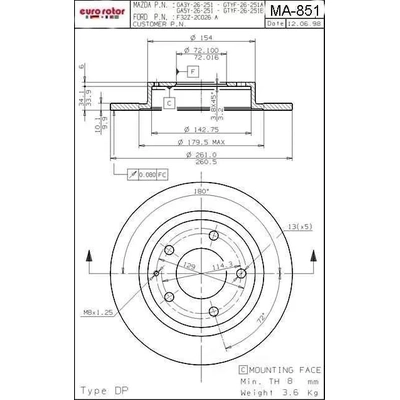 ULTRA - MA851 - Rear Disc Brake Rotor pa1