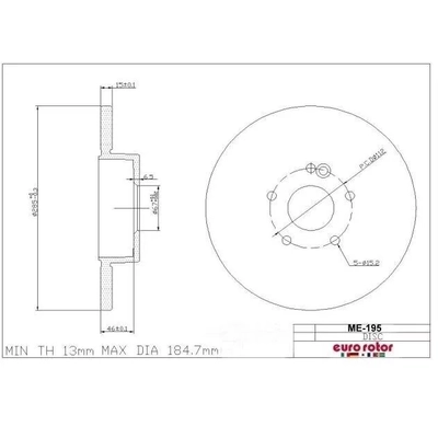 ULTRA - ME195 - Rear Disc Brake Rotor pa1