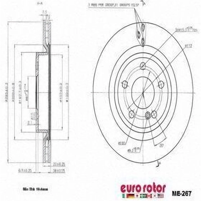 Rotor de frein à disque arrière by ULTRA - ME267 pa6