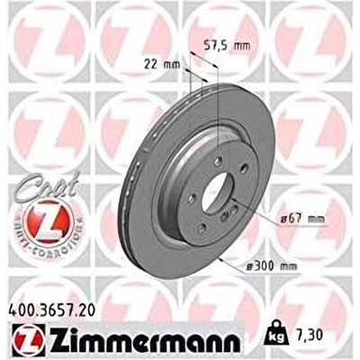 Rear Disc Brake Rotor (Pack of 2) by ZIMMERMANN - 400.3657.20 pa3