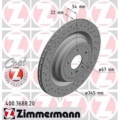 Rear Disc Brake Rotor (Pack of 2) by ZIMMERMANN - 400.3688.20 pa2