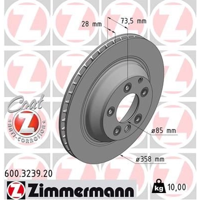 Rear Disc Brake Rotor by ZIMMERMANN - 600.3239.20 pa1