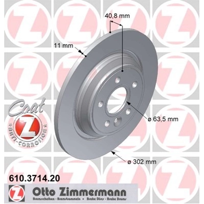 Rotor de frein à disque arrière (lot de 2) par ZIMMERMANN - 610.3714.20 pa1