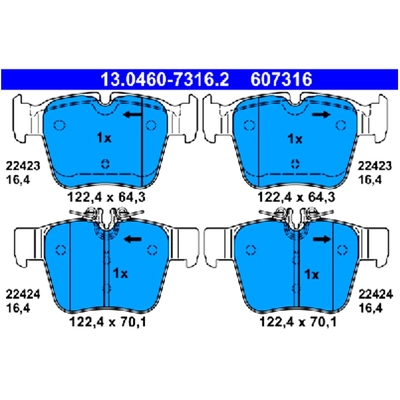 Rear Disc Pads by ATE - 607316 pa2