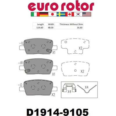 Rear Disc Pads by EUROROTOR - XD1914H pa3