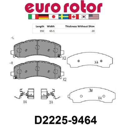 Rear Disc Pads by EUROROTOR - XD2225H pa3