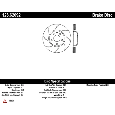 Rear Drilled Rotor by CENTRIC PARTS - 128.62092 pa2