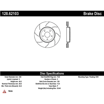 Rear Drilled Rotor by CENTRIC PARTS - 128.62103 pa2