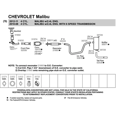 WALKER USA - 55610 -  Exhaust Intermediate Pipe pa2