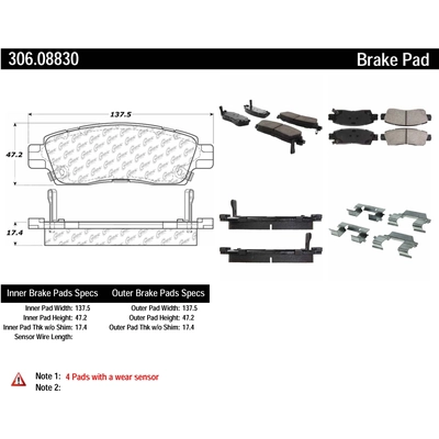 Plaquette de Frein arri�re haute performance by CENTRIC PARTS - 306.08830 pa1