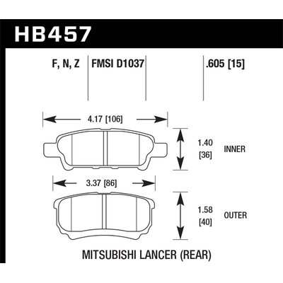 Rear High Performance Pads by HAWK PERFORMANCE - HB457F.605 pa1