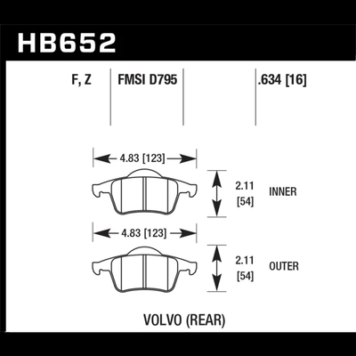Rear High Performance Pads by HAWK PERFORMANCE - HB652F.634 pa2