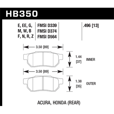 Plaquette de Frein arriére haute performance by HAWK PERFORMANCE - HB350F.496 pa15