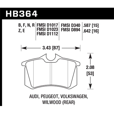 Rear High Performance Pads by HAWK PERFORMANCE - HB364F.587 pa6