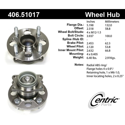 Rear Hub Assembly by CENTRIC PARTS - 406.51017 pa1