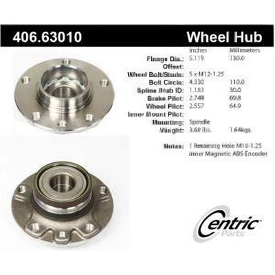 Rear Hub Assembly by CENTRIC PARTS - 406.63010 pa2