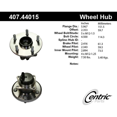 Rear Hub Assembly by CENTRIC PARTS - 407.44015 pa1