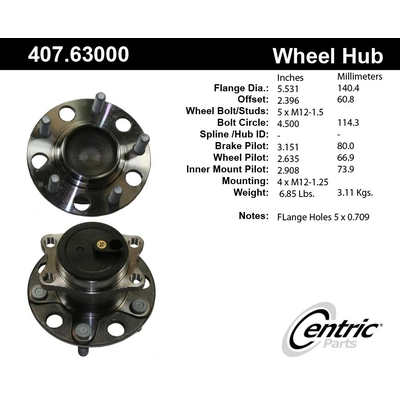 Rear Hub Assembly by CENTRIC PARTS - 407.63000 pa1