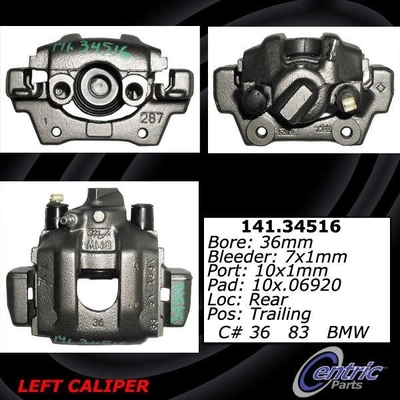 Rear Left Rebuilt Caliper With Hardware by CENTRIC PARTS - 141.34516 pa12