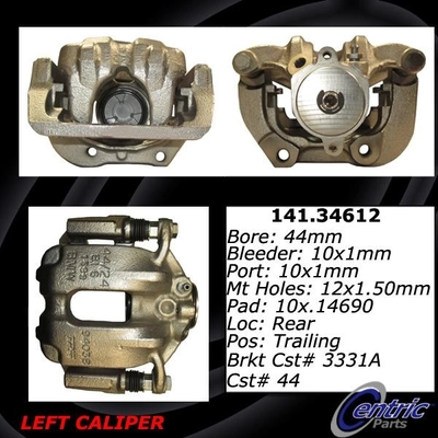 Rear Left Rebuilt Caliper With Hardware by CENTRIC PARTS - 141.34612 pa6