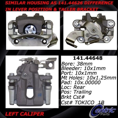 Rear Left Rebuilt Caliper With Hardware by CENTRIC PARTS - 141.44648 pa7