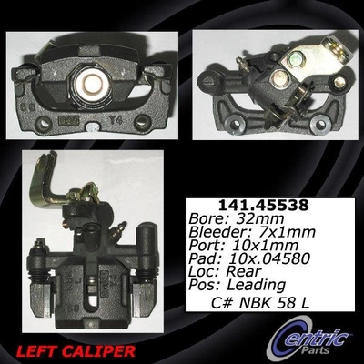 Rear Left Rebuilt Caliper With Hardware by CENTRIC PARTS - 141.45538 pa10